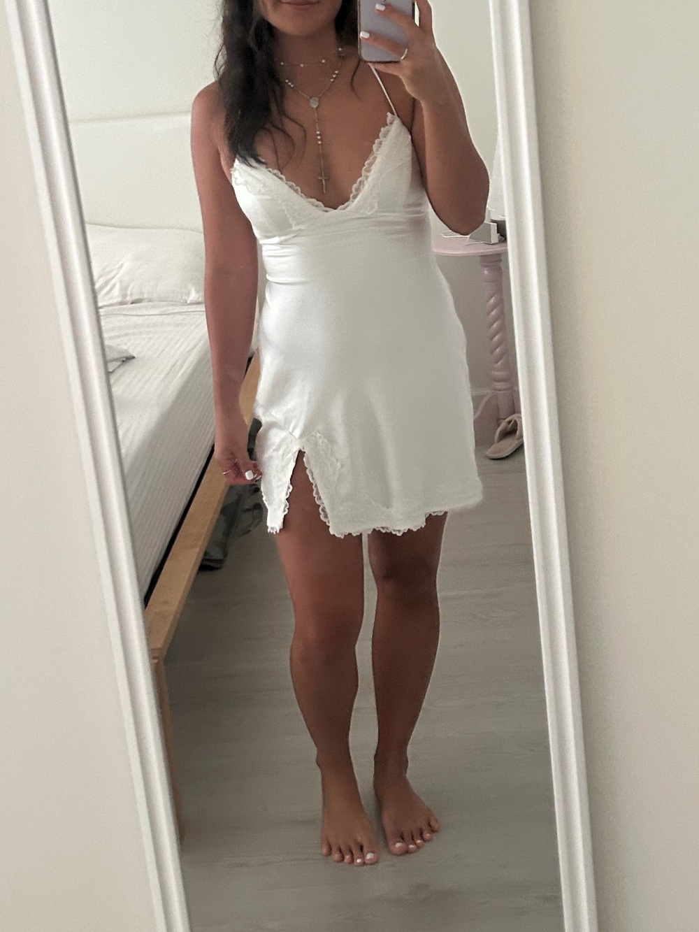 Princess Polly White Lace Trim Slip Dress - Picture 4 of 4